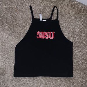 SDSU black high neck crop top